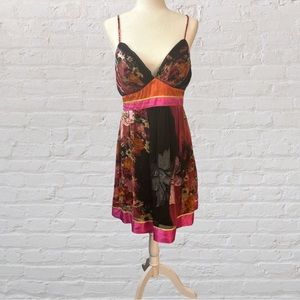 Sue Wong silk floral print dress.